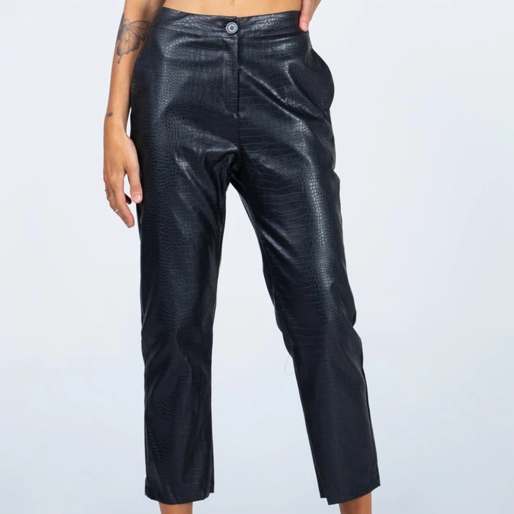 NWT Black leather Kendall pants princess polly